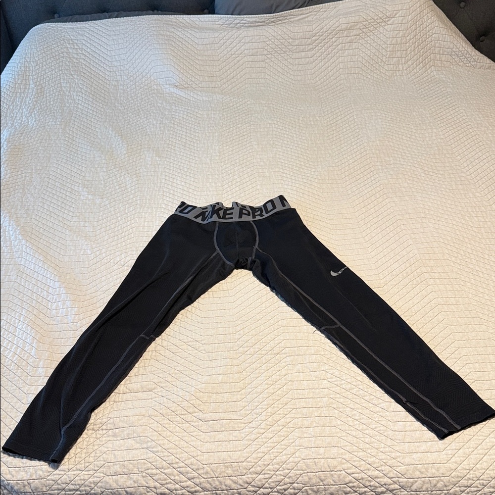 Nike Kids Black Leggings with Gray Accents